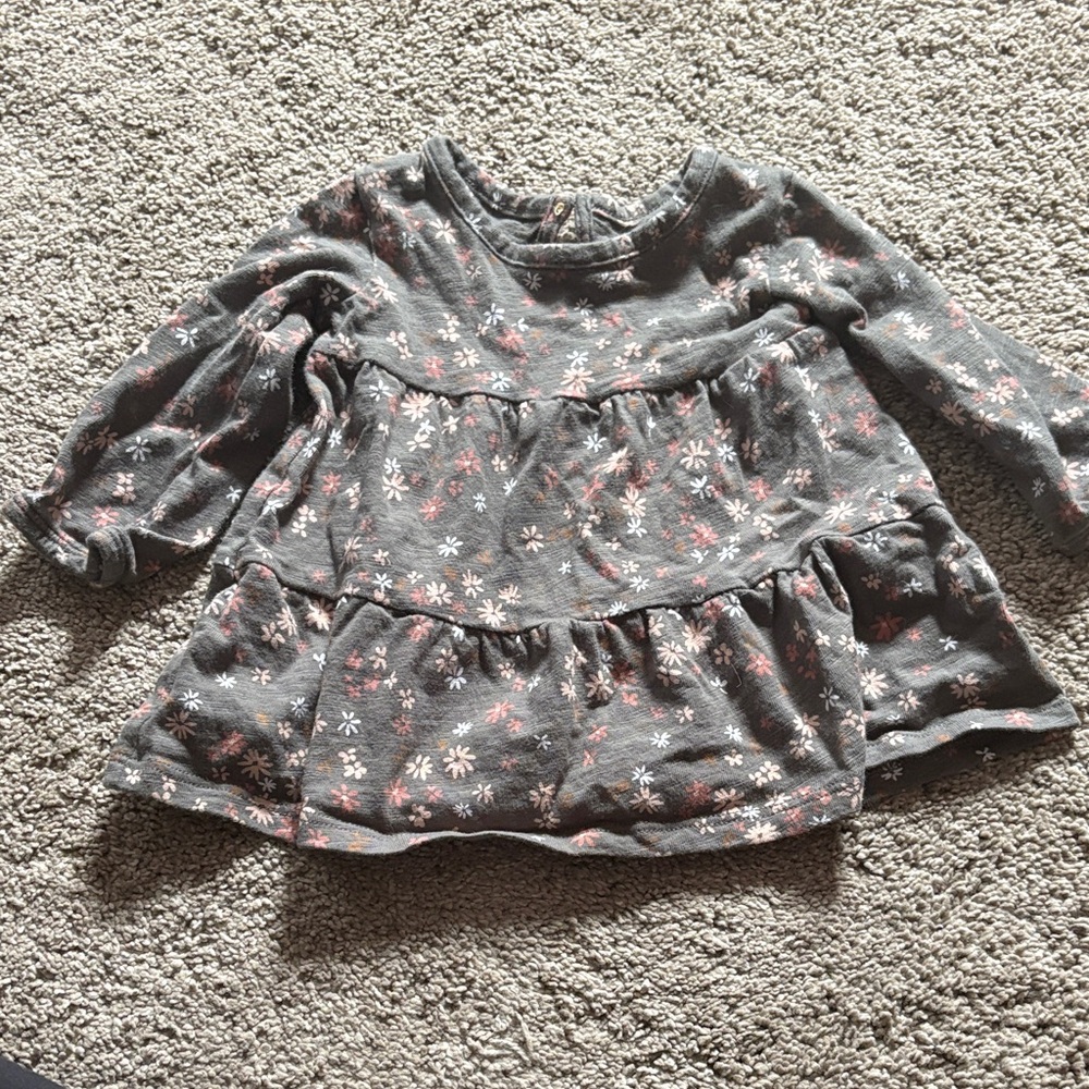 Charming Gray Floral Kids Dress